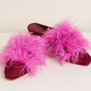 Charlotte Stone Pink Sherman Feather Flats - New